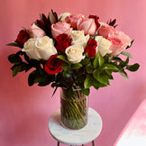 Two Dozen of Roses in Red, Pink and White