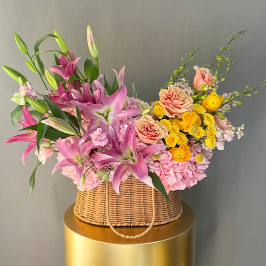 Sunset Serenade Flower Basket